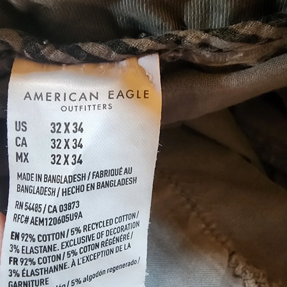 American Eagle Flex Straight Loose Lightly Distress Gray Pants Flat Mens 32 x 34